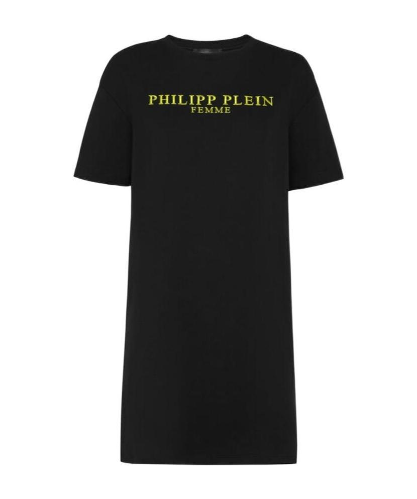 Philipp Plein Logo Details T-shirt Dress In Black