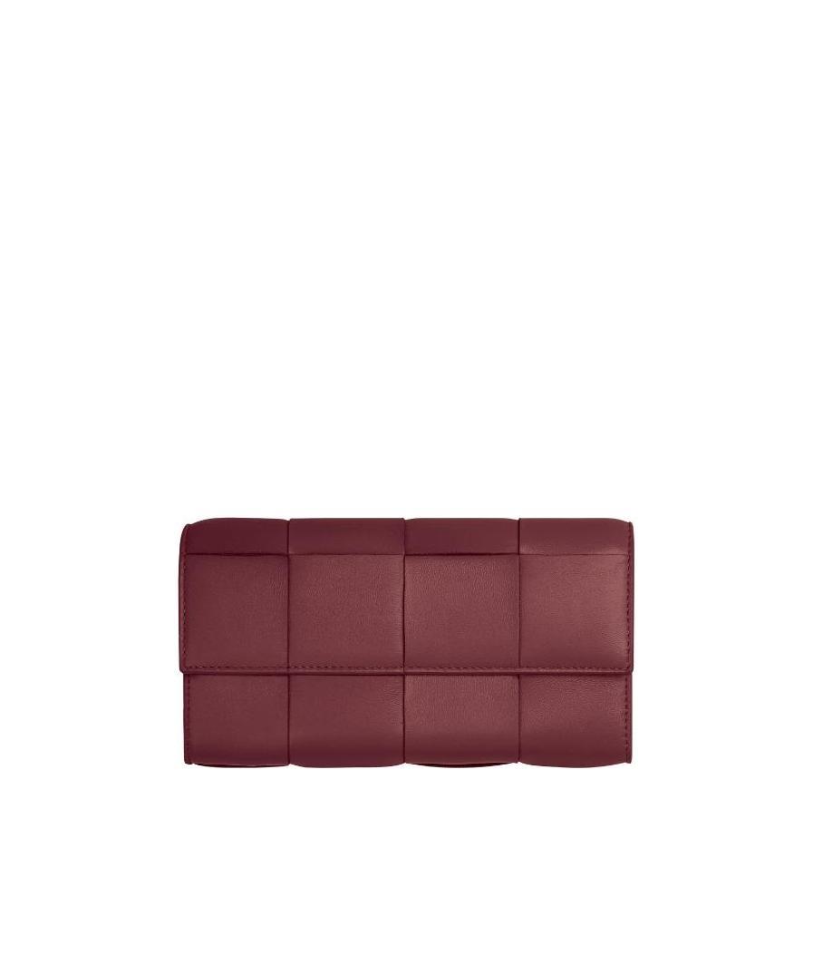 Bottega Veneta Intrecciato Flap Wallet In Red