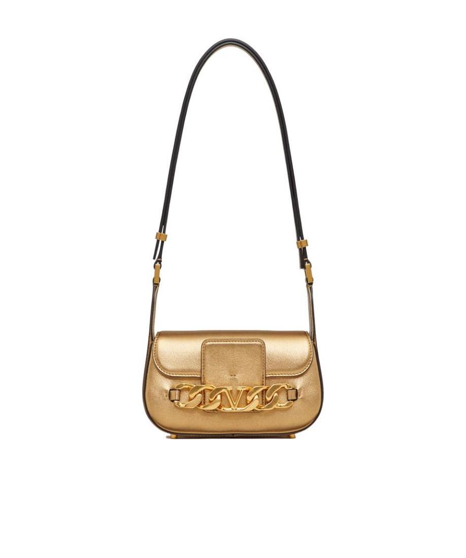 Valentino Vlogo Signature Shoulder Bag In Gold