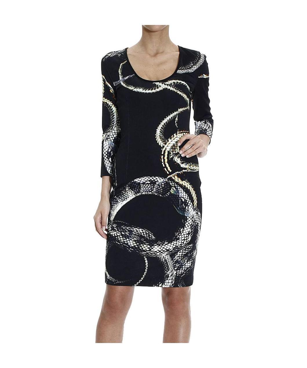 Just Cavalli Printed Tight Dress In Black
