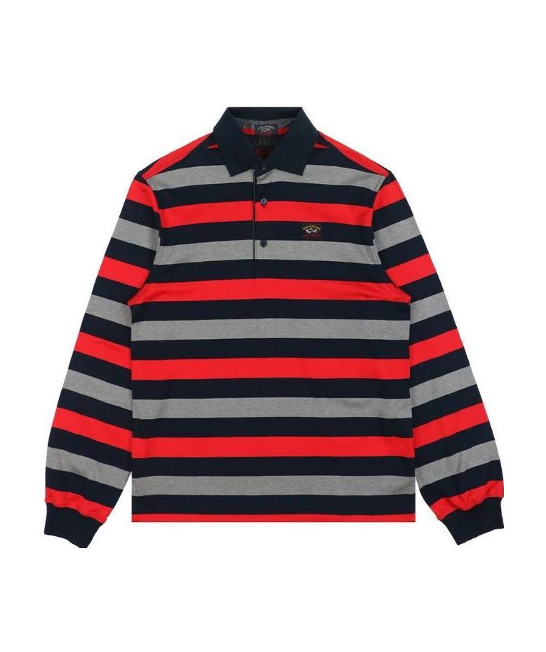Shop Paul & Shark Striped Polo Shirt In Black