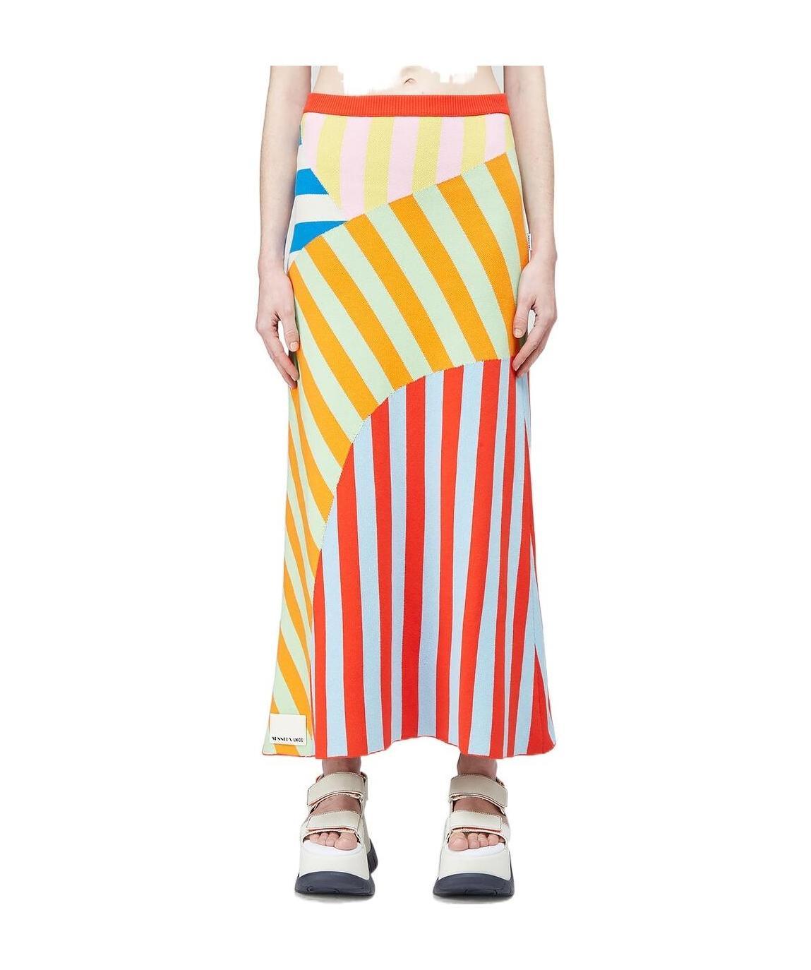 Sunnei Striped Panelled Midi Skirt In Multi