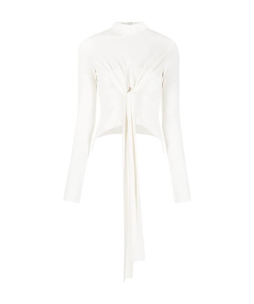 Helmut Lang Tie-waist Long-sleeved Blouse In White