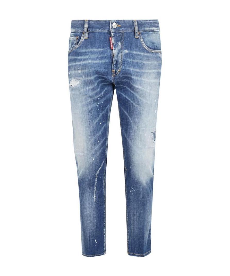 Shop Dsquared2 Ink Splashes Straight Jeans In Blue