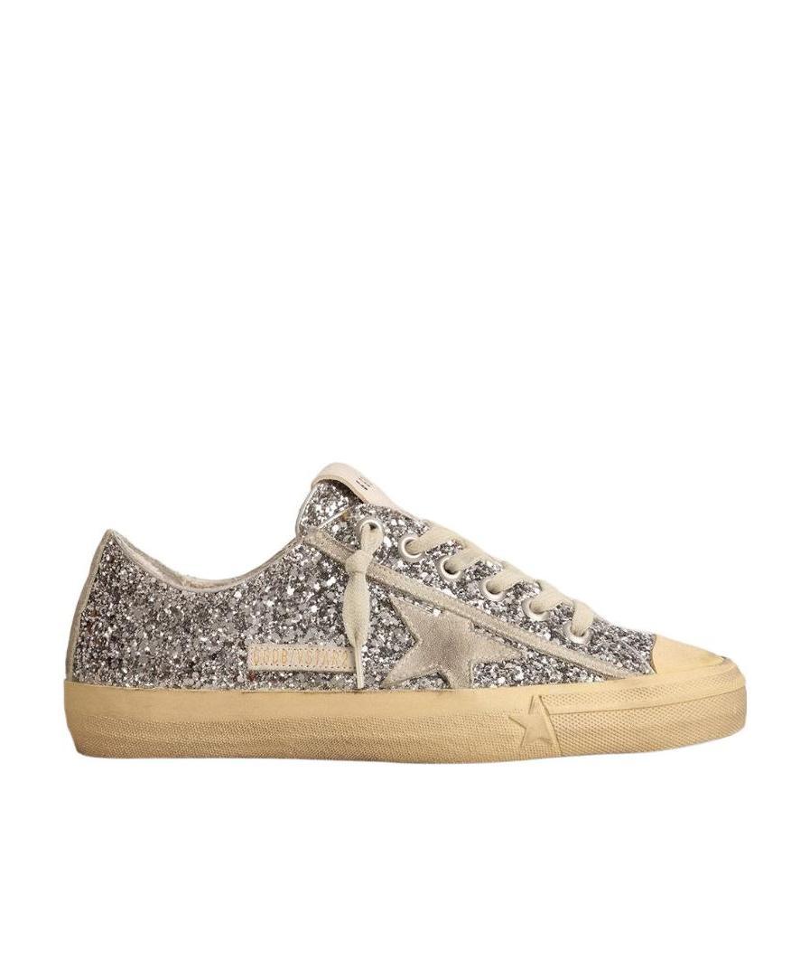 Golden Goose V-star Glittered Sneakers In Nude