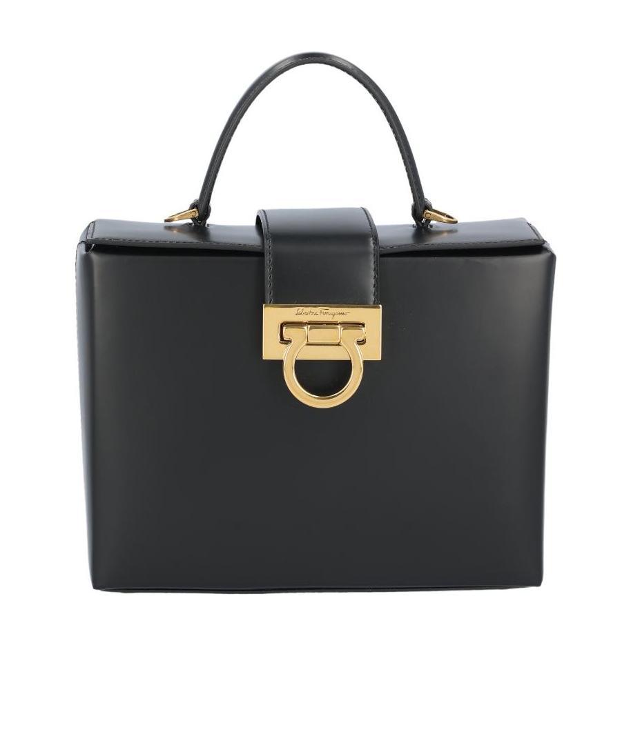 Ferragamo Trifolio Leather Tote Bag In Black