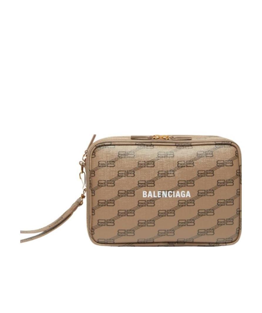 Balenciaga Bb-print Leather Clutch Bag In Brown