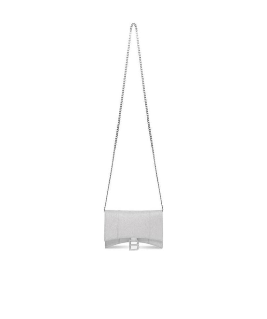 Balenciaga Xs Hourglass Wallet Shoulder Bag In White