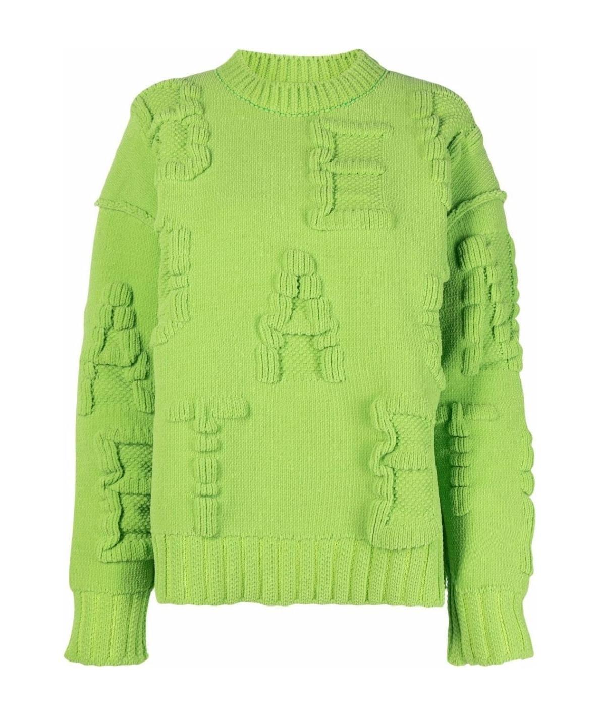 Bottega Veneta Alphabet Jacquard Chenille Sweater In Green