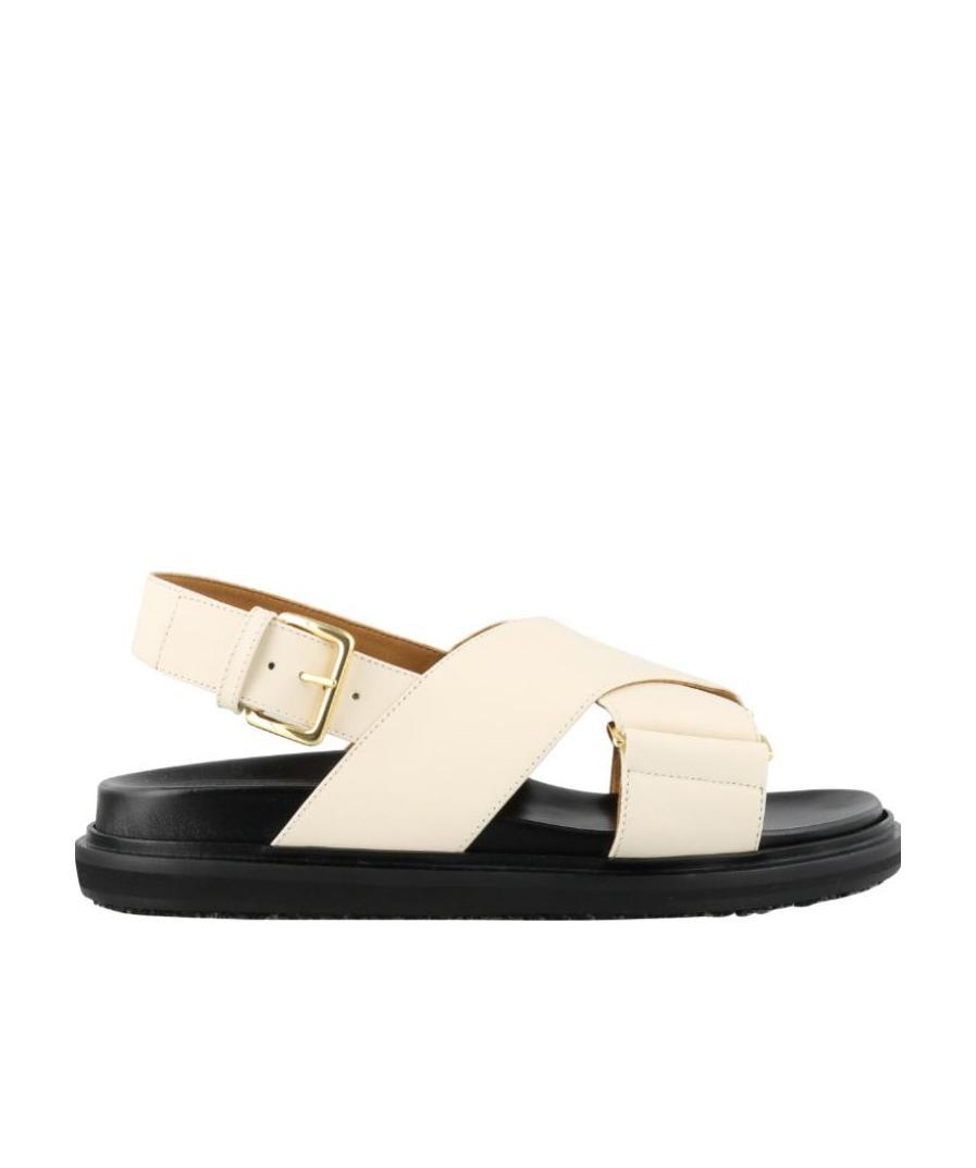 Marni Fussbett Leather Sandals In Gray