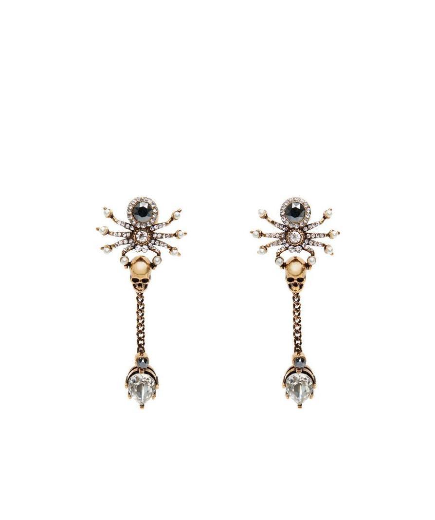 Alexander Mcqueen Crystal-embellished Draped Earrings In Yellow