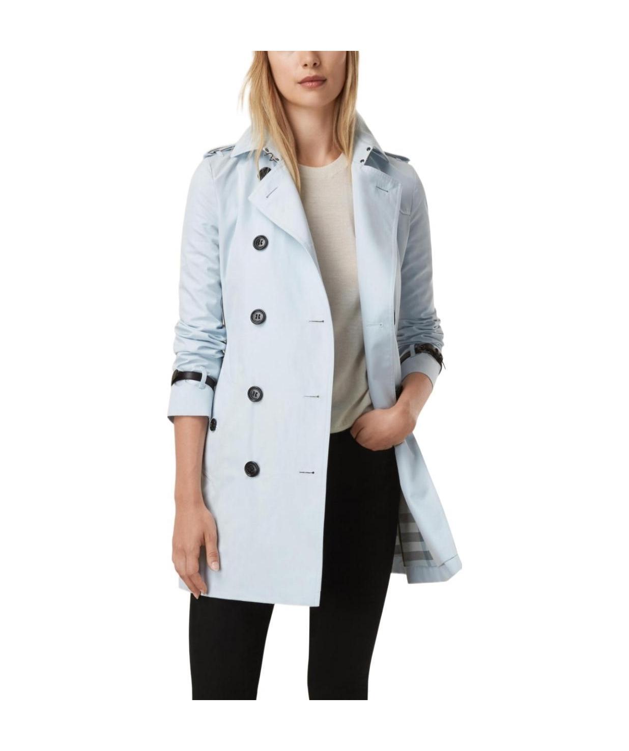 Burberry Double-breasted Open And Close Lapel Trench Coat In Blue