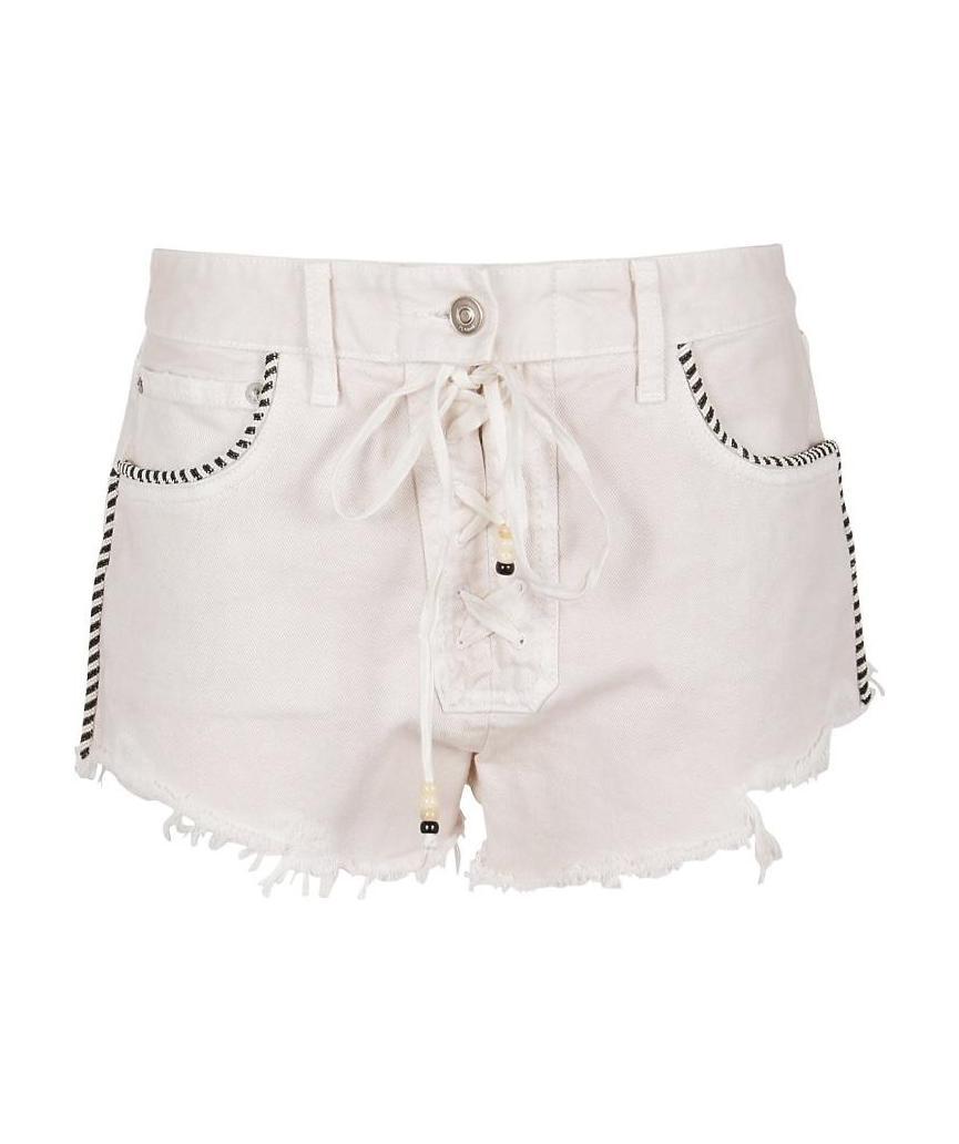 Alanui Saguaro Wash Denim Shorts In White
