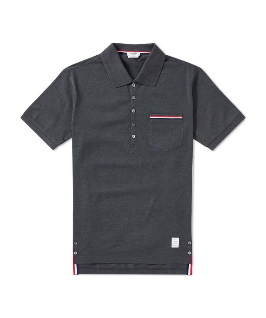 Thom Browne Collar Polo Shirt With Patch Pocket In Black