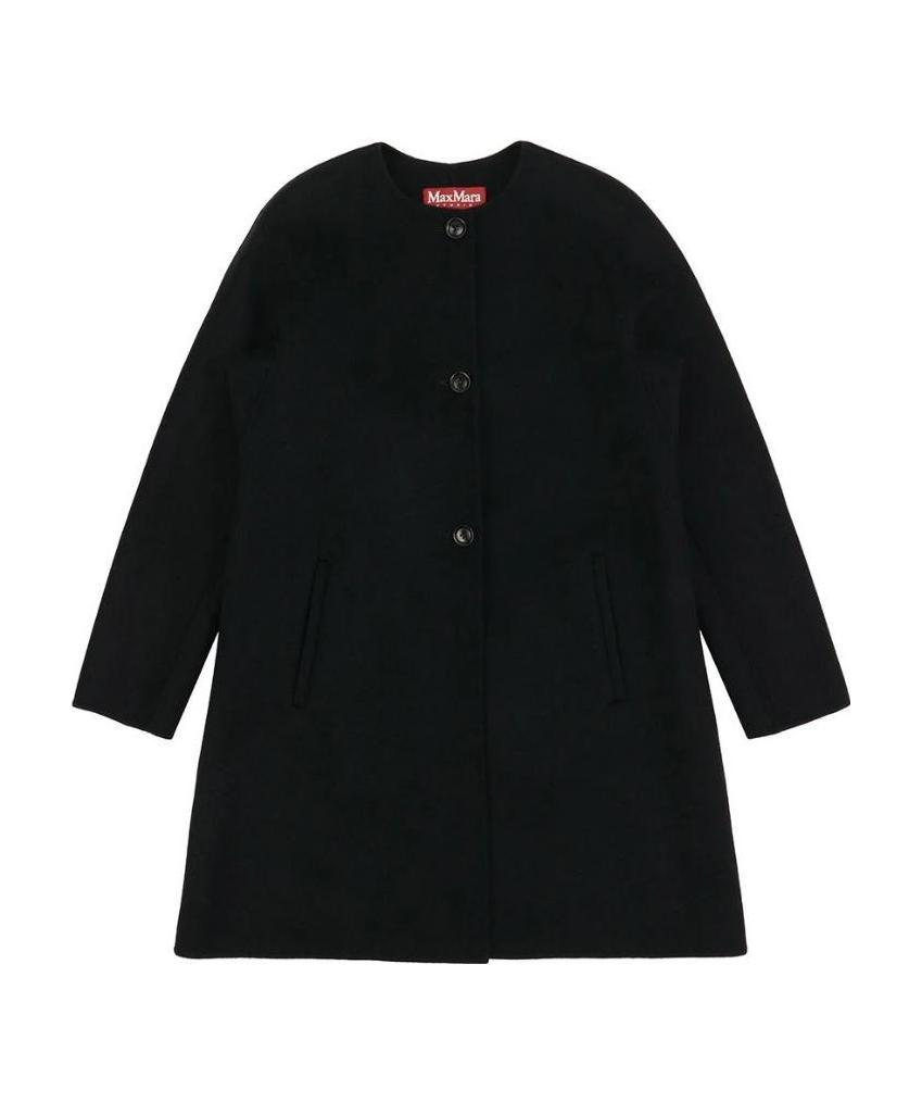 Max Mara Long Sleeved Coat With Round Neck In Black