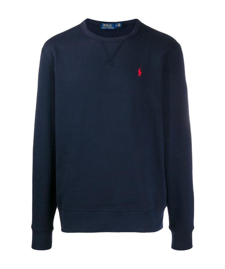 Polo Ralph Lauren Blue Cable Knit Crewneck Sweater With Pony Embroidery On The Front In Wool And Cashmere Man