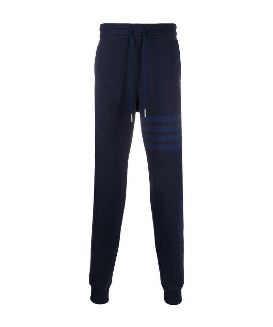 Thom Browne Tonal 4 Bar Loopback Track Pants In Blue