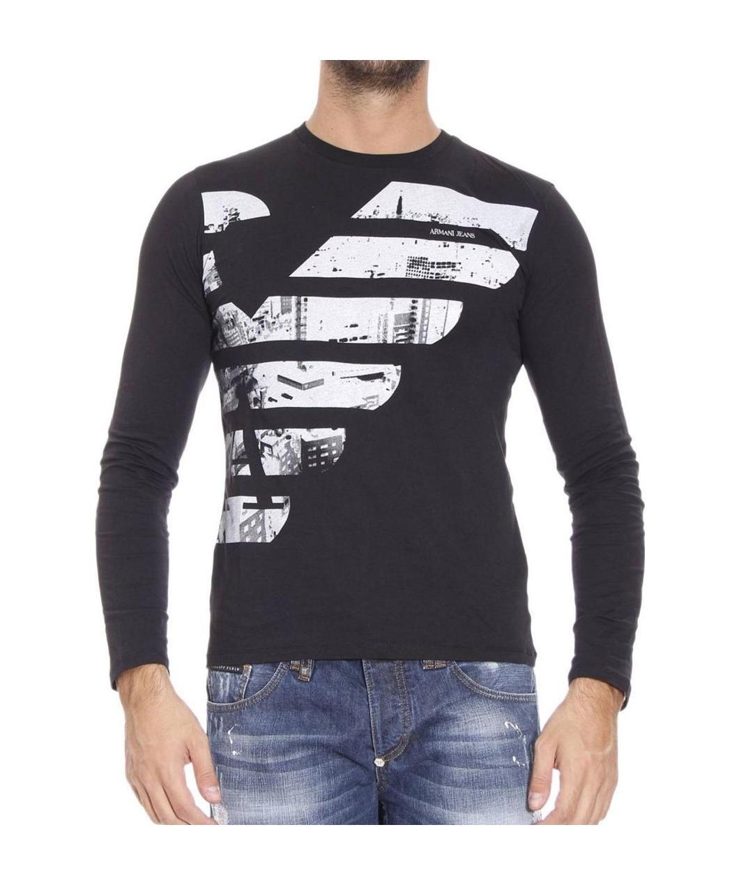 ARMANI JEANS LONG-SLEEVED PRINTED T-SHIRT