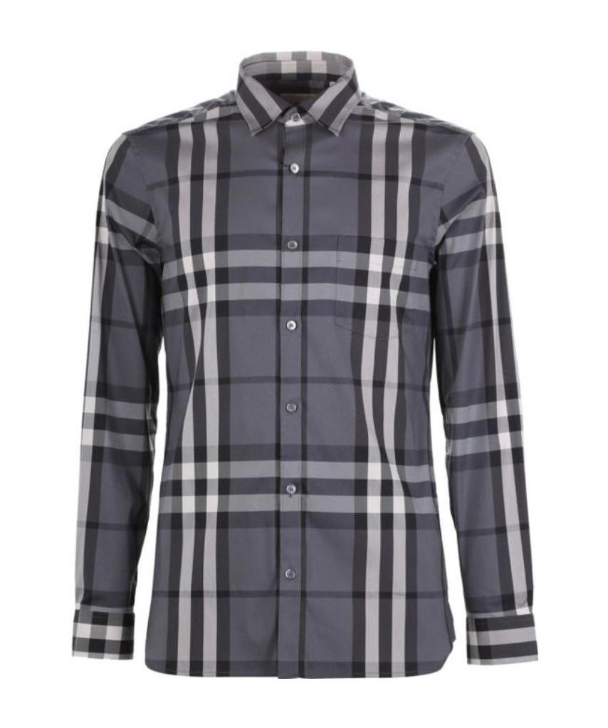 Burberry Plaid Shirt In Gray