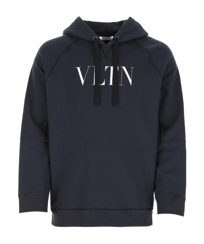 Valentino Vltn Print Hoodie In Black