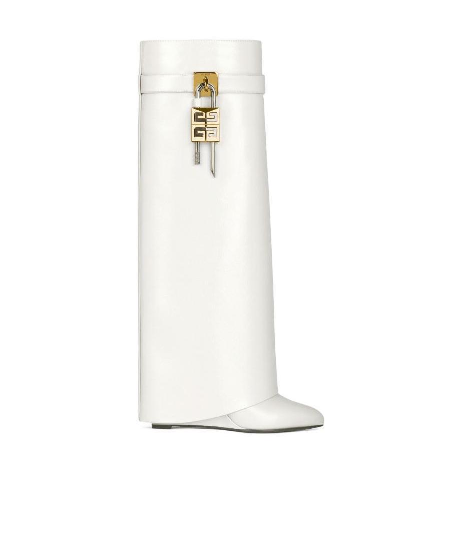 Givenchy Shark Lock Boots In Leather In White