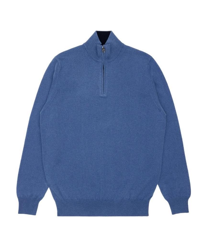 Ferragamo Semi-zipper Sweater In Blue