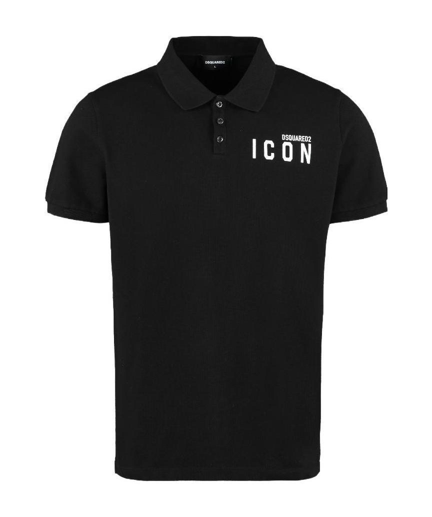 Dsquared2 Icon-print Polo Shirt In Black