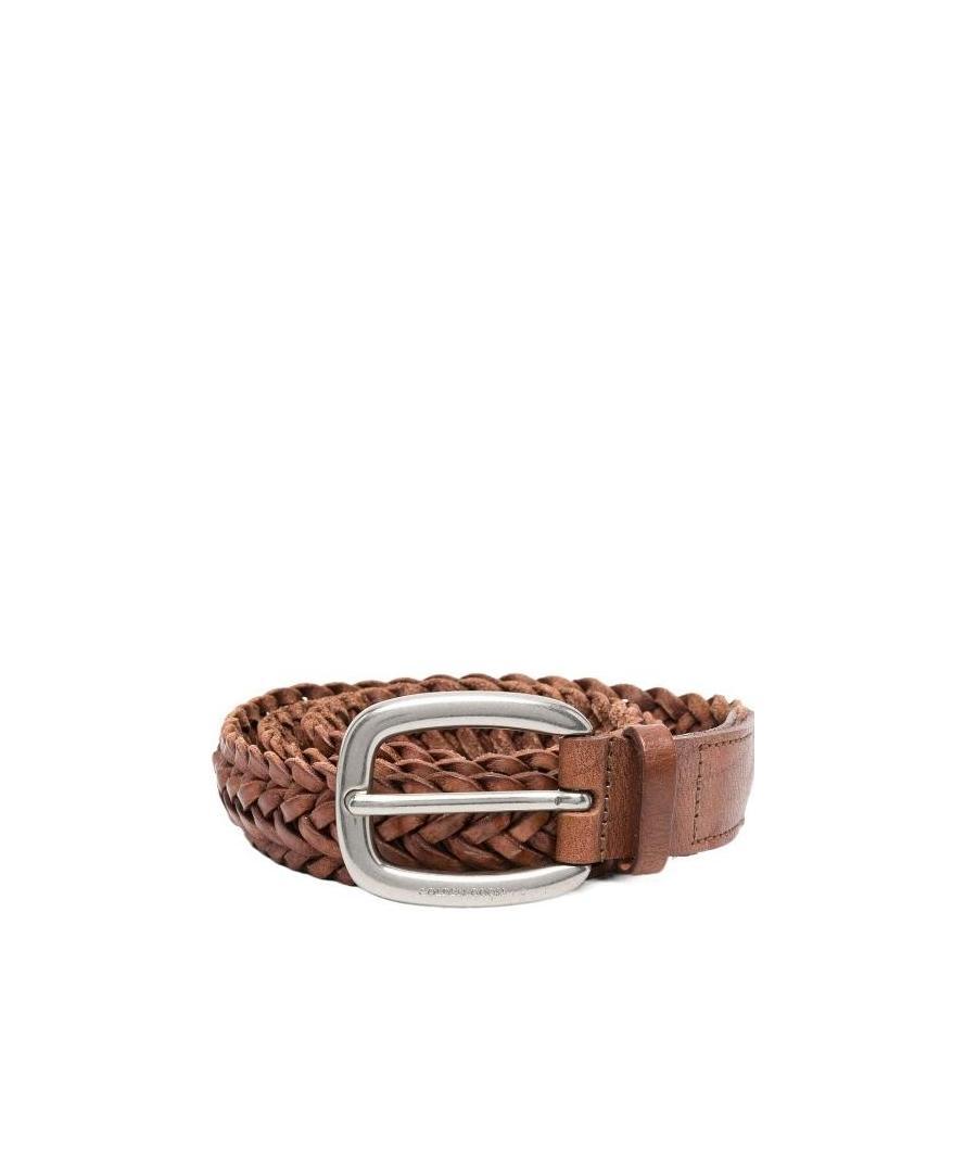 Golden Goose Braided Leather Color Belt In Brown