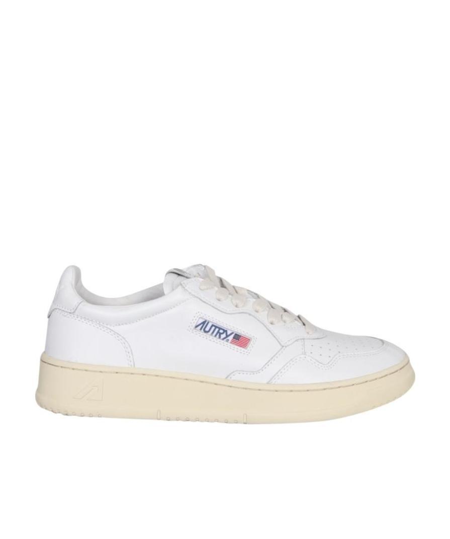 Autry Medalist Low White Sneakers With Suede Inserts And Tonal Heel Tab In Leather Man In White