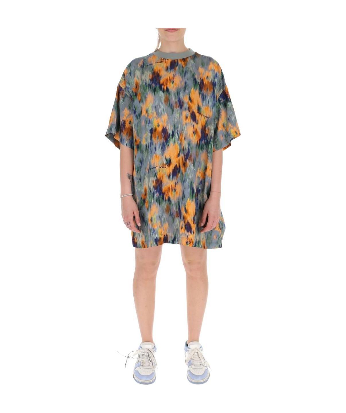 Off-white Romantic T-shirt Dress In Multicolor