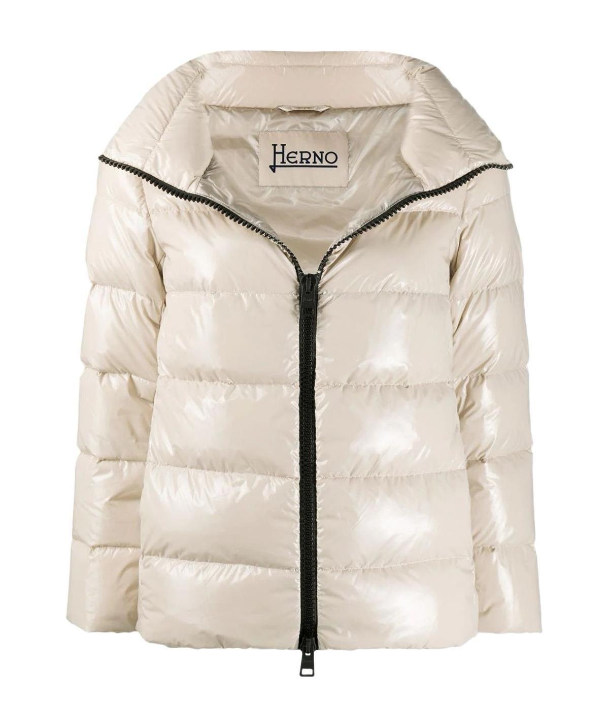 Herno Glove Detailed Down Jacket In Neutral