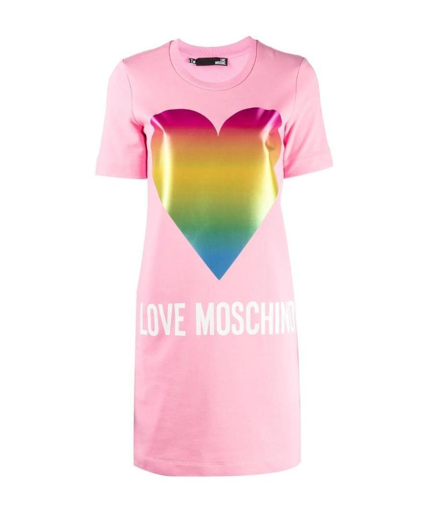 Moschino Logo Printed T-shirt Dress In Pink