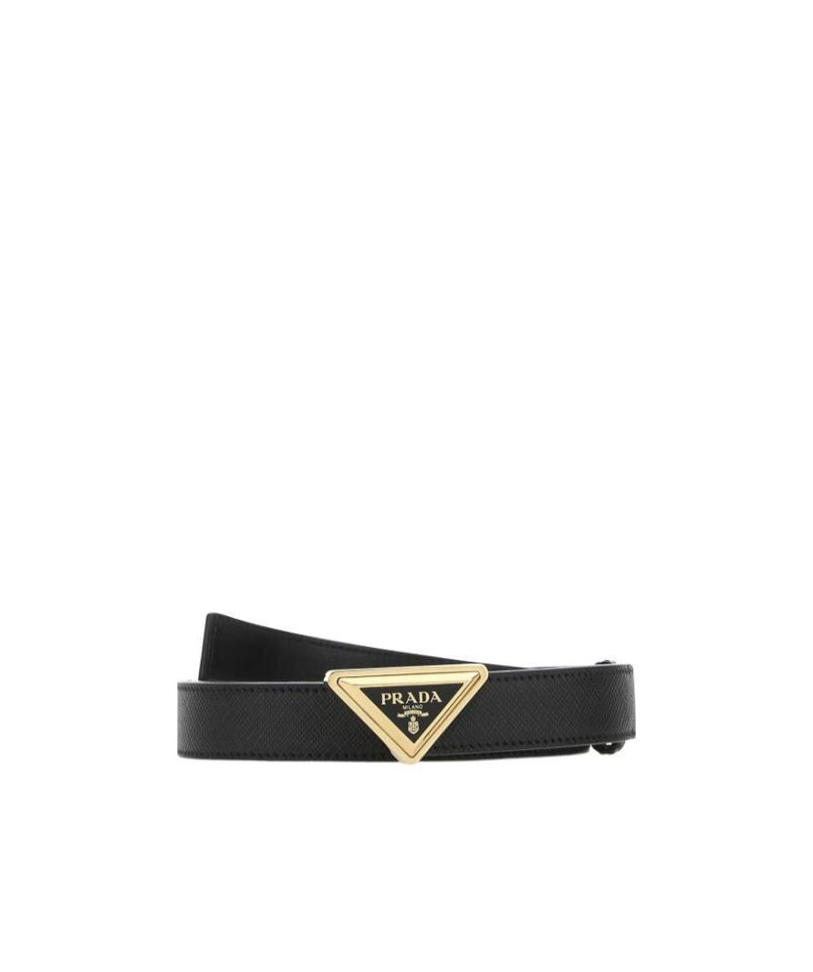 Prada Leather Belt Gold-tone Hardware In Black