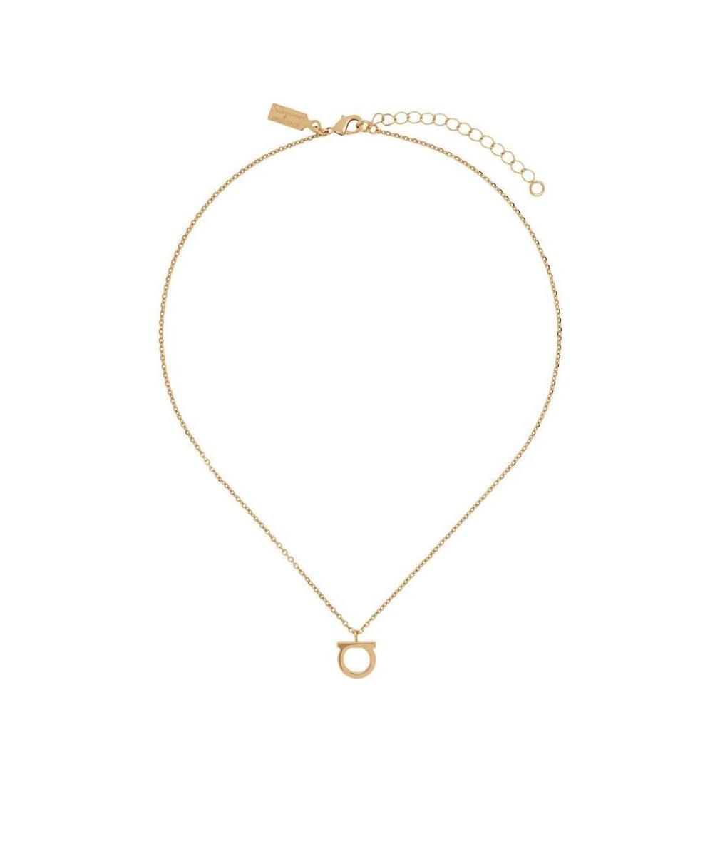 Ferragamo Necklace With Gancini Charm In Brass In Yellow