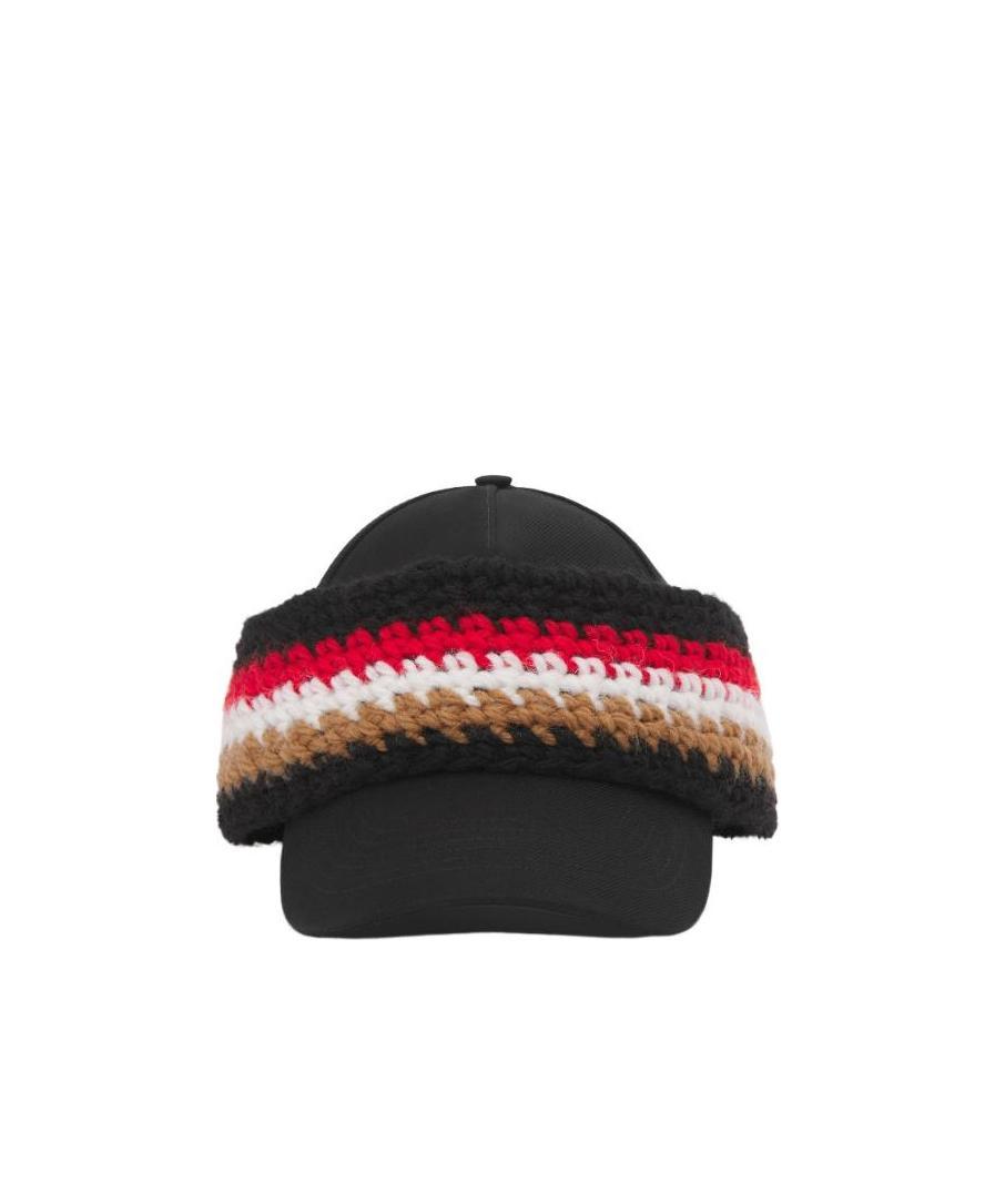 Burberry Baseball Cap With Knit Headband In Black