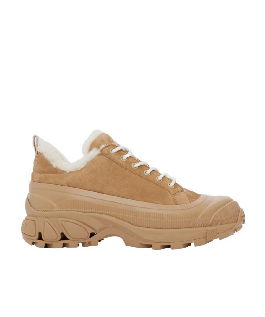 Burberry Arthur Shearling-lined Sneakers In Brown