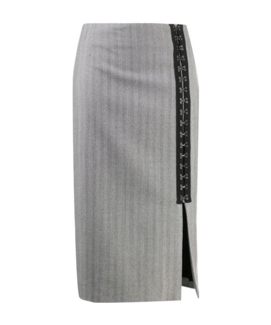 Shop Karl Lagerfeld Hook-eye Ribbon Detail Skirt In Gray
