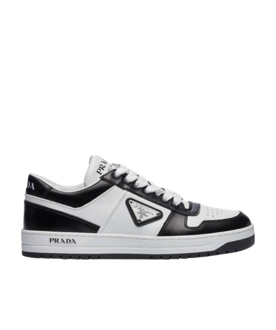 Prada Downtown Sneaker Aus Perforiertem Leder In White