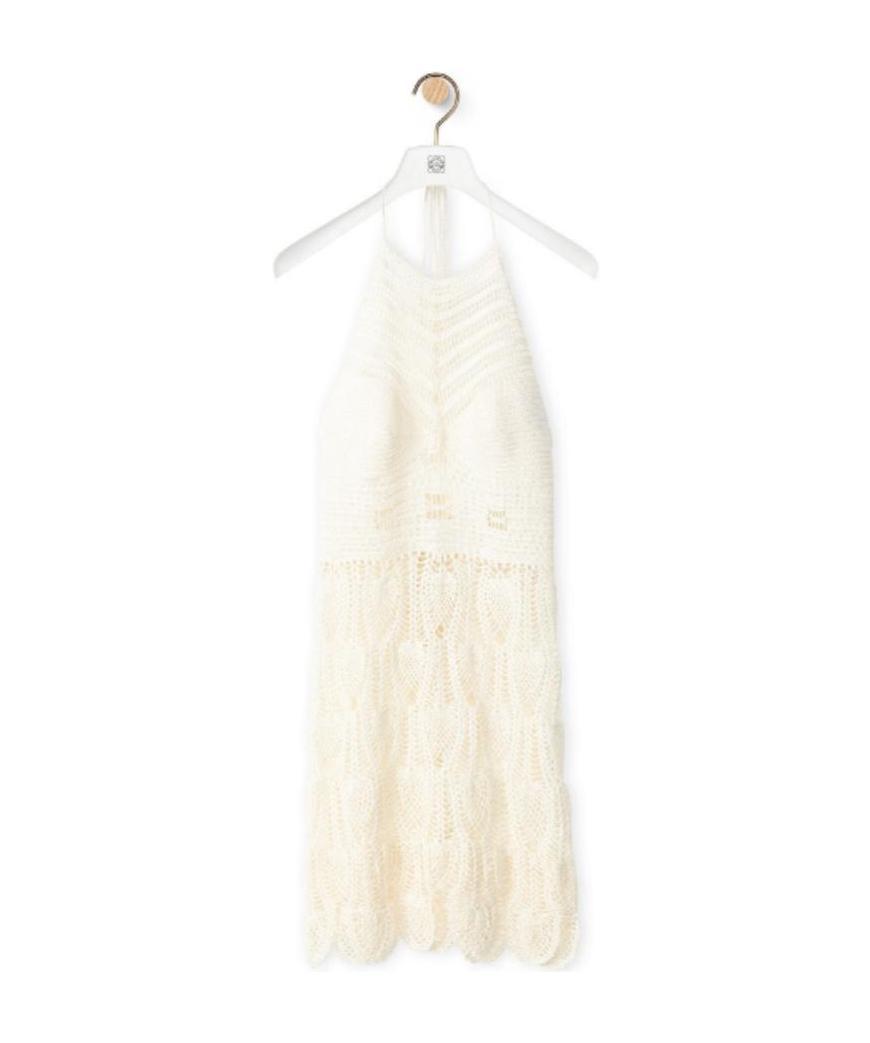 Loewe Backless Mini Knit Skirt In Neutral
