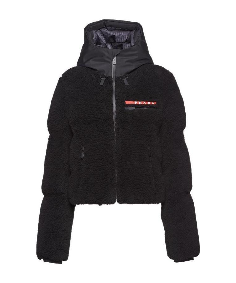 PRADA CROPPED RECYCLED FLEECE DOWN JACKET