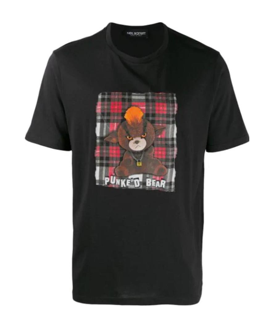 Neil Barrett Funke'd Bear Printed Short Sleeved T-shirt In Black