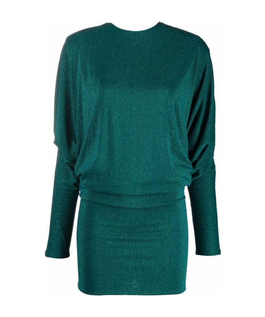 Alexandre Vauthier Wide-shoulder Knitted Dress In Green