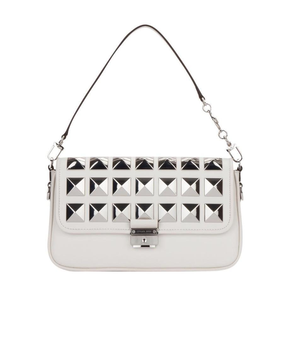 Michael Kors Chain Clutch With Studded Hardware In White
