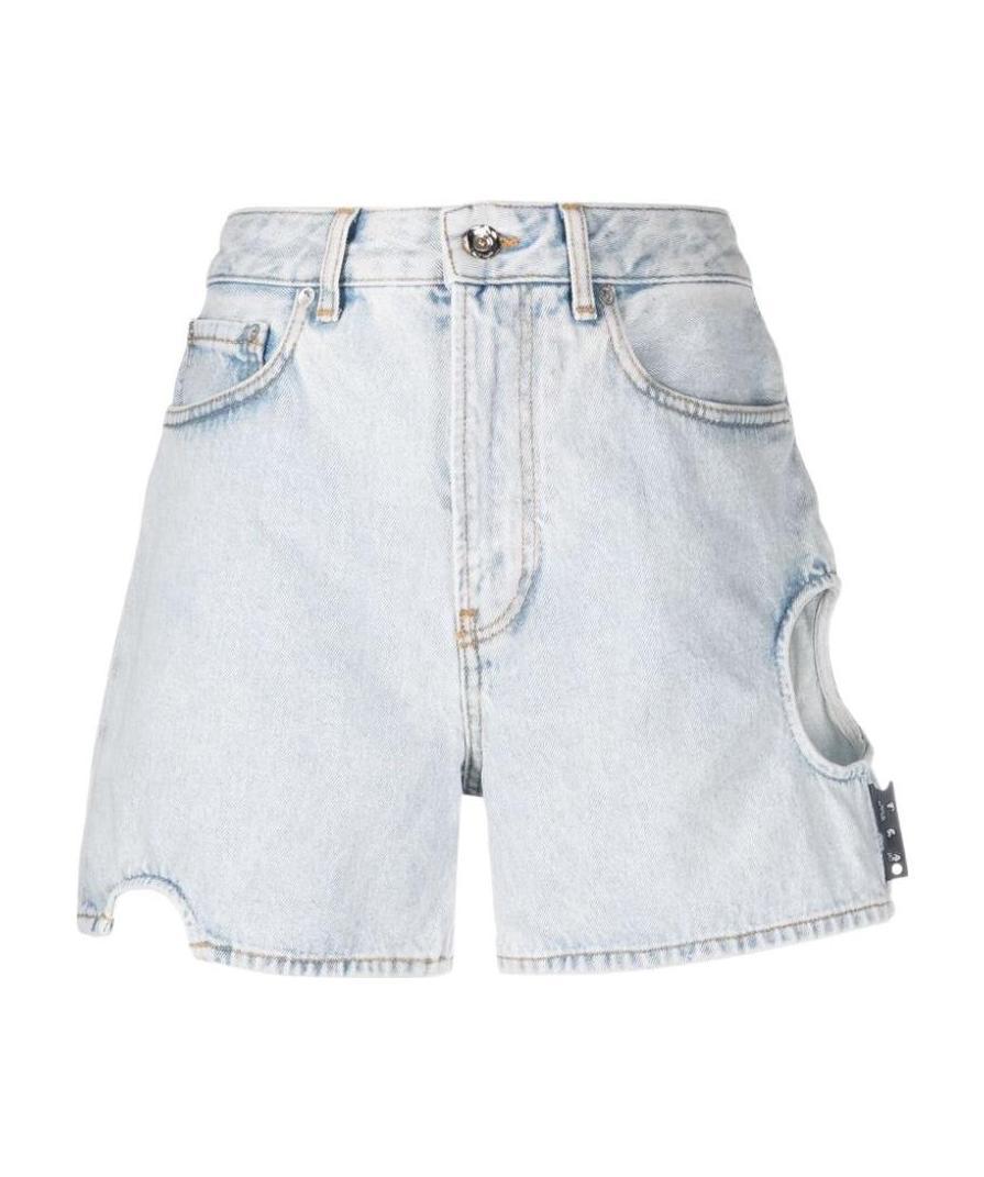 Off-white Meteor Straight Cotton Denim Shorts In White