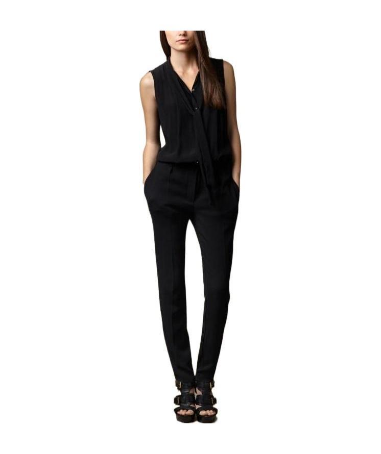 Burberry Strapped Sleeveless Jumpsuit In Black