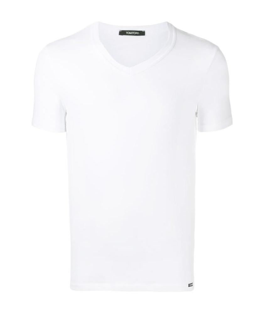 Tom Ford Logo-embroidered V-neck T-shirt In White