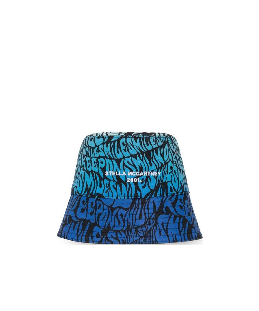 Stella Mccartney Printed Cotton Bucket Hat In Blue