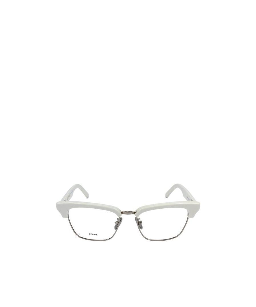 Celine Logo Cat Eye Frame Flat Lens In White