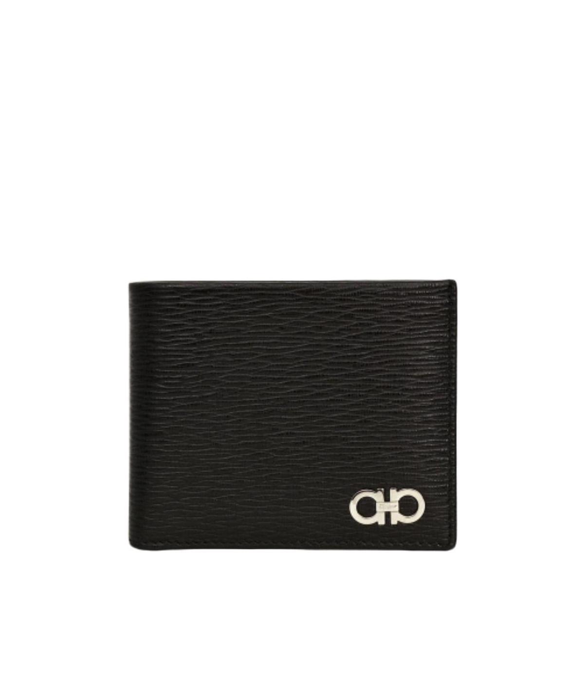 Ferragamo Revival Double Gancio Bicolor Wallet In Black