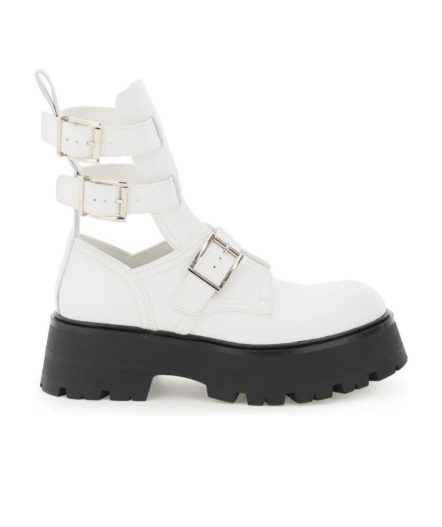 Alexander Mcqueen Leather Ankle Boots In White